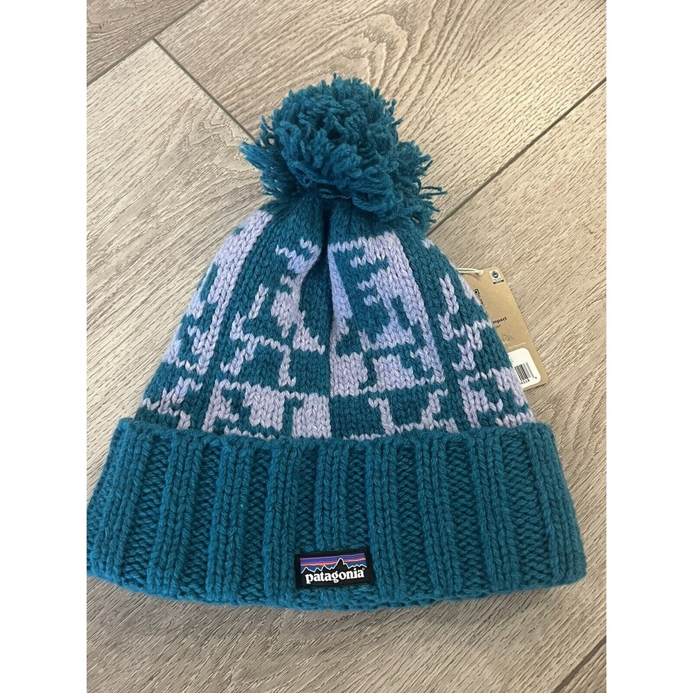 Patagonia Women's Snowbelle Beanie Hat Blue‎ Wool Fleece Lined Hiking Outdoors